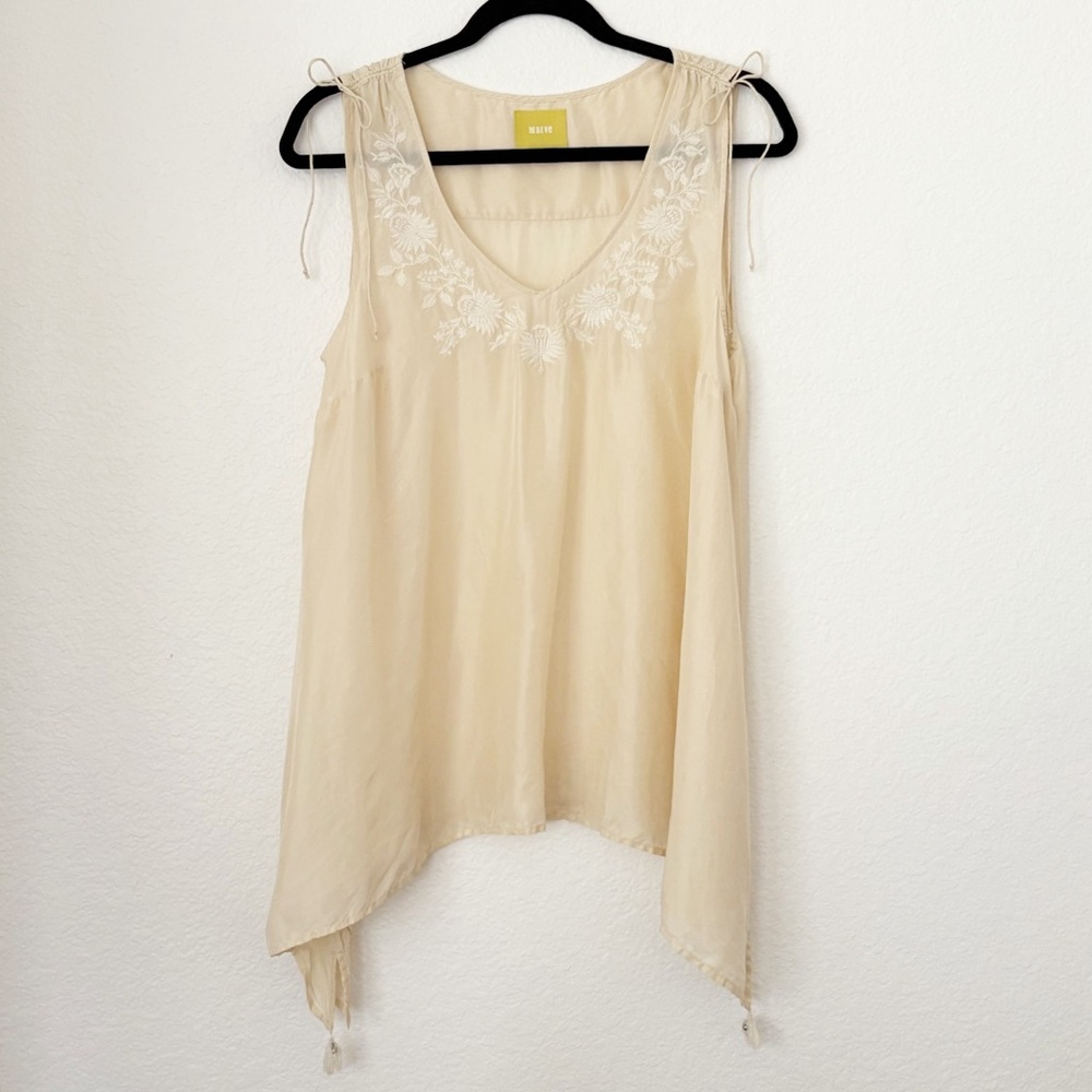 Anthropologie Maeve Silk Flowy Floral Embroidery Sleeveless Top size M